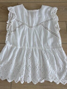 SHEIN White Eyelet Ruffle Women’s Top. Size medium